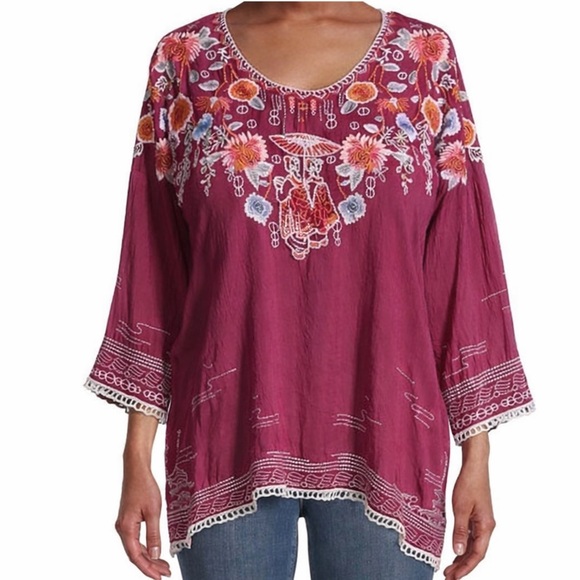 Johnny Was Tops - Johnny Was Hamayu Embroidered Blouse NWT